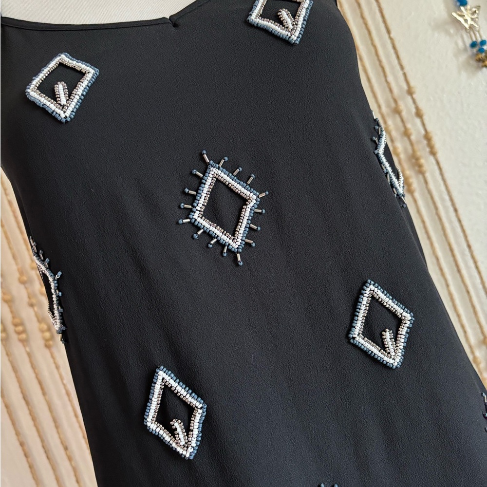 NWOT Geometric Beaded Embellished Boho Festival Summer Sleeveless Tank Dress - Picture 4 of 6